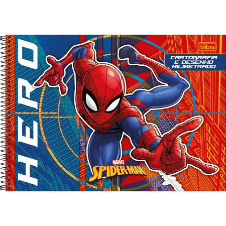 Foto ilustrativa Caderno de Cartografia e Desenho Milimetrado Espiral Capa Dura Spider-Man 80 Folhas