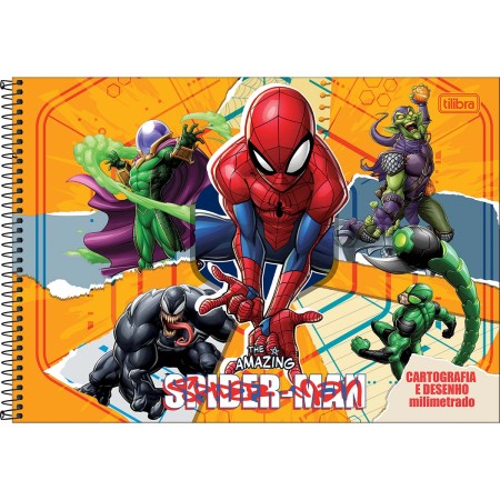 Foto ilustrativa Caderno de Cartografia e Desenho Milimetrado Espiral Capa Dura Spider-Man 80 Folhas