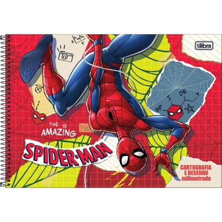 Foto ilustrativa Caderno de Cartografia e Desenho Milimetrado Espiral Capa Dura Spider-Man 80 Folhas