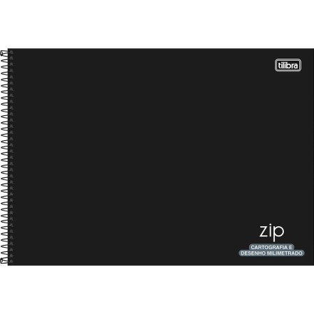 Foto ilustrativa Caderno de Cartografia e Desenho Milimetrado Espiral Capa Dura Zip Preto 80 Folhas
