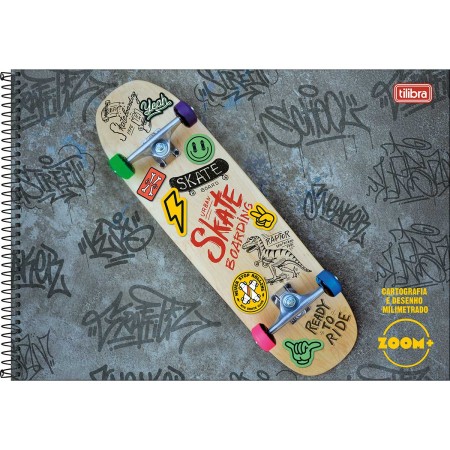 Foto ilustrativa Caderno de Cartografia e Desenho Milimetrado Espiral Capa Dura Zoom+ Masculino 96 Folhas