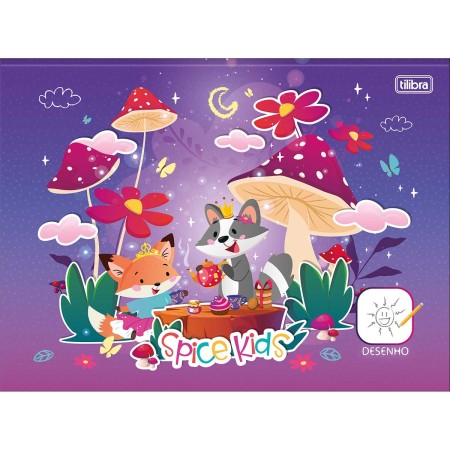 Foto ilustrativa Caderno de Desenho Universitário Brochura ao Alto Capa Dura Spice Kids 80 Folhas