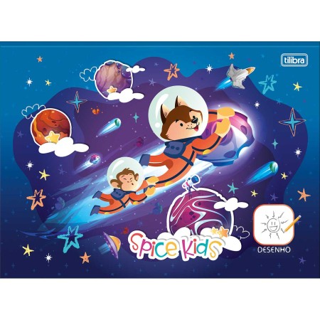 Foto ilustrativa Caderno de Desenho Universitário Brochura ao Alto Capa Dura Spice Kids 80 Folhas
