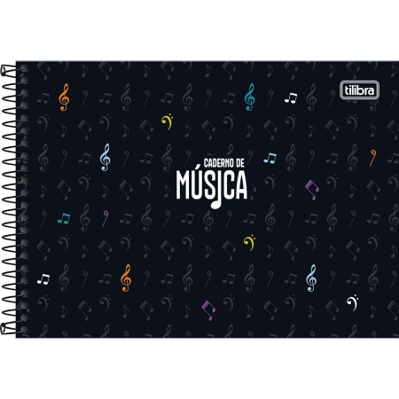 Foto ilustrativa Caderno de Música Espiral Capa Dura Pequeno Tilibra 80 Folhas