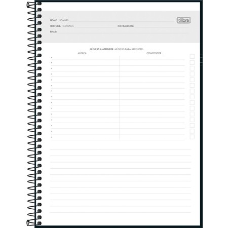 Foto ilustrativa Caderno de Música Espiral Capa Dura Universitário Tilibra 80 Folhas