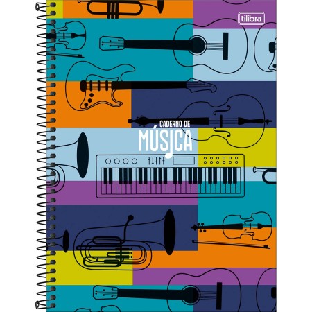 Foto ilustrativa Caderno de Música Espiral Capa Dura Universitário Tilibra 80 Folhas