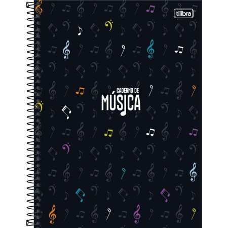Foto ilustrativa Caderno de Música Espiral Capa Dura Universitário Tilibra 80 Folhas