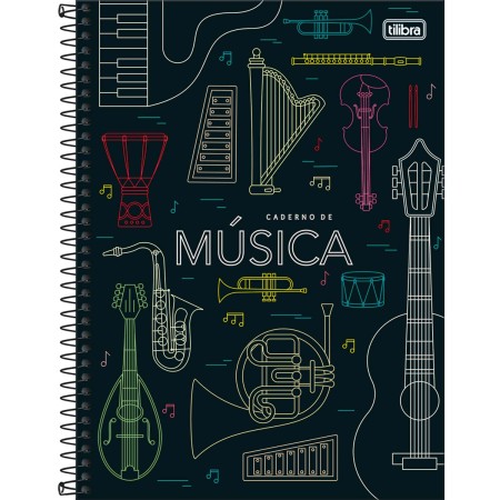 Foto ilustrativa Caderno de Música Espiral Capa Dura Universitário Tilibra 80 Folhas