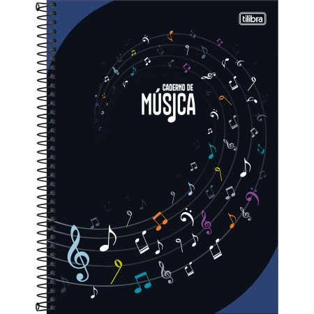 Foto ilustrativa Caderno de Música Espiral Capa Dura Universitário Tilibra 80 Folhas
