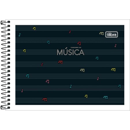 Foto ilustrativa Caderno de Música Espiral Capa Flexível Pequeno Tilibra 48 Folhas
