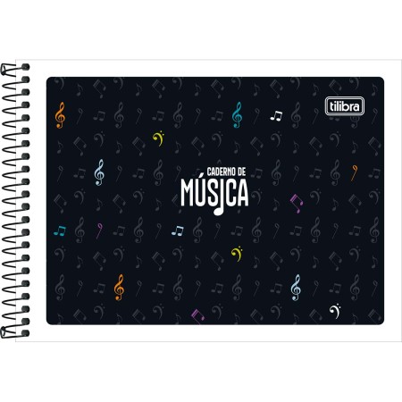 Foto ilustrativa Caderno de Música Espiral Capa Flexível Pequeno Tilibra 48 Folhas