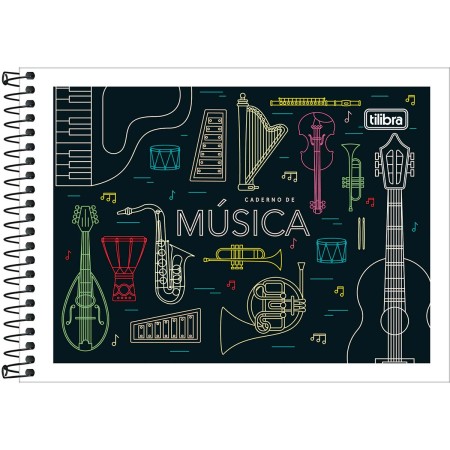 Foto ilustrativa Caderno de Música Espiral Capa Flexível Pequeno Tilibra 48 Folhas