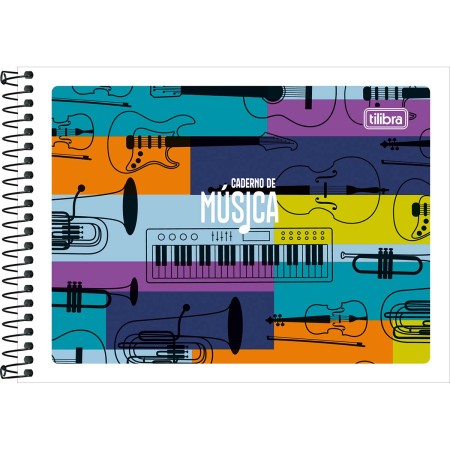Foto ilustrativa Caderno de Música Espiral Capa Flexível Pequeno Tilibra 48 Folhas