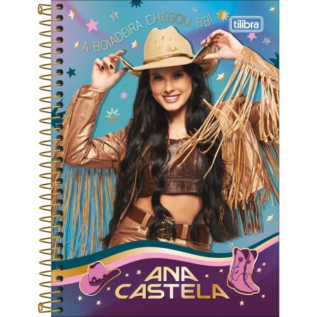 Foto ilustrativa Caderno Espiral Capa Dura 1/4 Ana Castela 80 Folhas