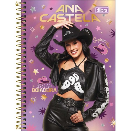 Foto ilustrativa Caderno Espiral Capa Dura 1/4 Ana Castela 80 Folhas