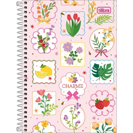 Foto ilustrativa Caderno Espiral Capa Dura 1/4 Charme 80 Folhas
