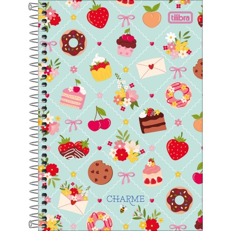 Foto ilustrativa Caderno Espiral Capa Dura 1/4 Charme 80 Folhas