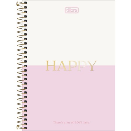 Foto ilustrativa Caderno Espiral Capa Dura 1/4 Happy 160 Folhas