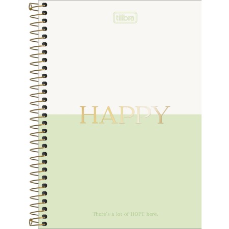 Foto ilustrativa Caderno Espiral Capa Dura 1/4 Happy 160 Folhas