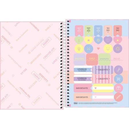 Foto ilustrativa Caderno Espiral Capa Dura 1/4 Happy 80 Folhas