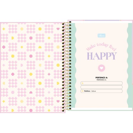 Foto ilustrativa Caderno Espiral Capa Dura 1/4 Happy 80 Folhas