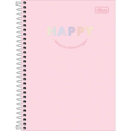 Foto ilustrativa Caderno Espiral Capa Dura 1/4 Happy 80 Folhas