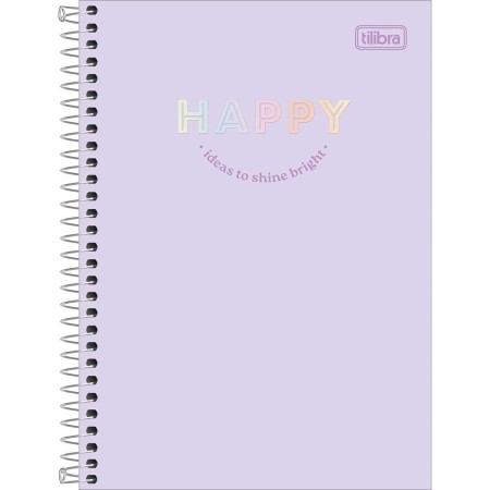 Foto ilustrativa Caderno Espiral Capa Dura 1/4 Happy 80 Folhas