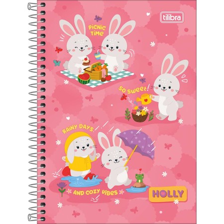 Foto ilustrativa Caderno Espiral Capa Dura 1/4 Holly 80 Folhas