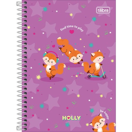 Foto ilustrativa Caderno Espiral Capa Dura 1/4 Holly 80 Folhas
