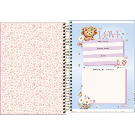 Foto ilustrativa Caderno Espiral Capa Dura 1/4 Love Bears 80 Folhas