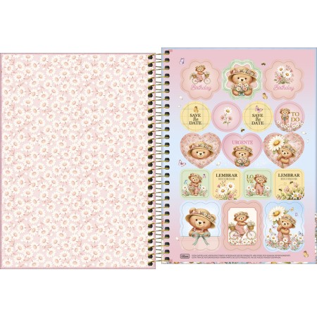 Foto ilustrativa Caderno Espiral Capa Dura 1/4 Love Bears 80 Folhas