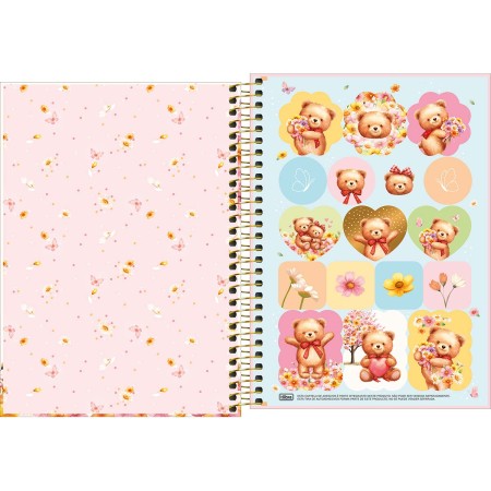 Foto ilustrativa Caderno Espiral Capa Dura 1/4 Love Bears 80 Folhas