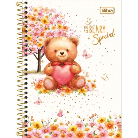 Foto ilustrativa Caderno Espiral Capa Dura 1/4 Love Bears 80 Folhas