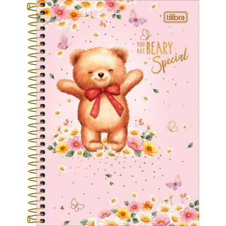 Foto ilustrativa Caderno Espiral Capa Dura 1/4 Love Bears 80 Folhas