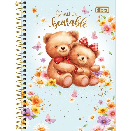 Foto ilustrativa Caderno Espiral Capa Dura 1/4 Love Bears 80 Folhas