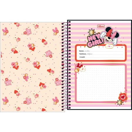 Foto ilustrativa Caderno Espiral Capa Dura 1/4 Minnie 80 Folhas