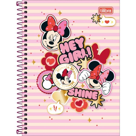 Foto ilustrativa Caderno Espiral Capa Dura 1/4 Minnie 80 Folhas