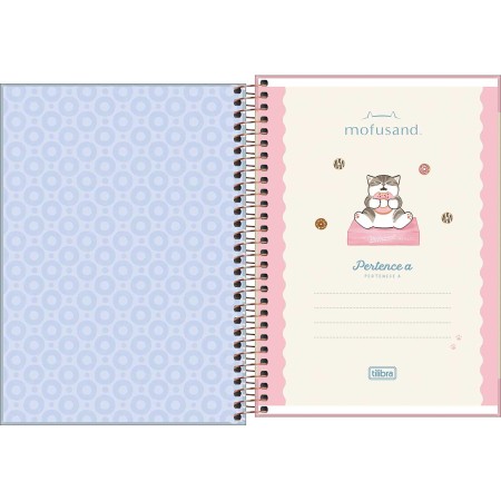 Foto ilustrativa Caderno Espiral Capa Dura 1/4 Mofusand 80 folhas.