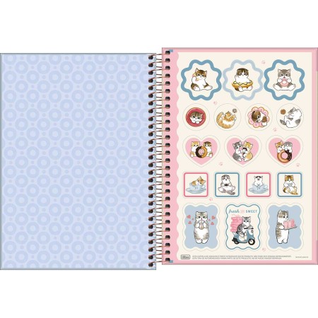 Foto ilustrativa Caderno Espiral Capa Dura 1/4 Mofusand 80 folhas.