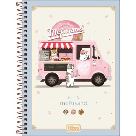 Foto ilustrativa Caderno Espiral Capa Dura 1/4 Mofusand 80 folhas.