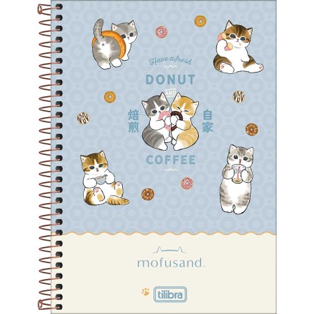 Foto ilustrativa Caderno Espiral Capa Dura 1/4 Mofusand 80 folhas.