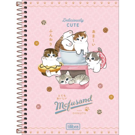 Foto ilustrativa Caderno Espiral Capa Dura 1/4 Mofusand 80 folhas.