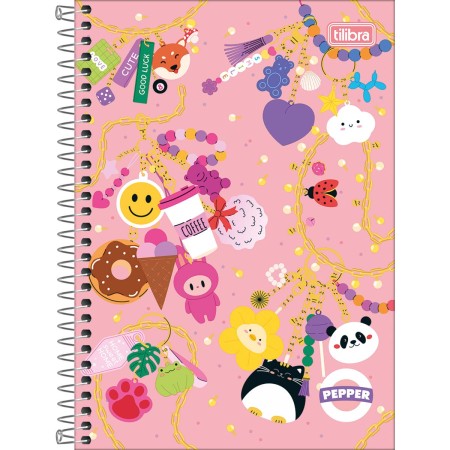 Foto ilustrativa Caderno Espiral Capa Dura 1/4 Pepper Feminino 80 Folhas