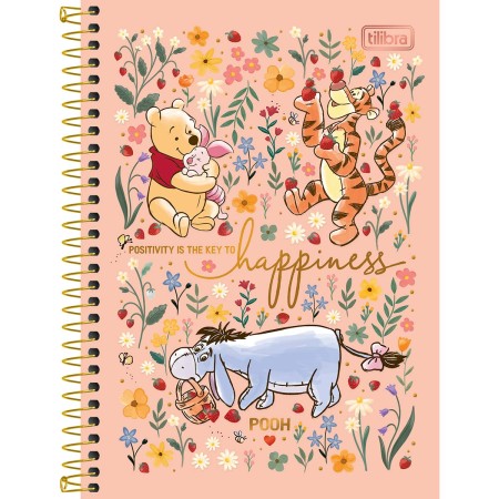 Foto ilustrativa Caderno Espiral Capa Dura 1/4 Pooh 80 Folhas