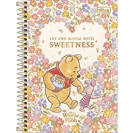 Foto ilustrativa Caderno Espiral Capa Dura 1/4 Pooh 80 Folhas