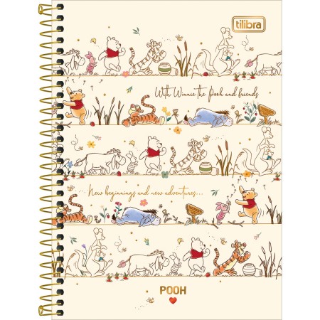 Foto ilustrativa Caderno Espiral Capa Dura 1/4 Pooh 80 Folhas