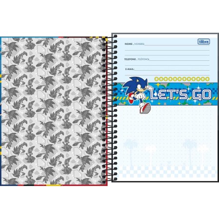 Foto ilustrativa Caderno Espiral Capa Dura 1/4 Sonic 80 Folhas