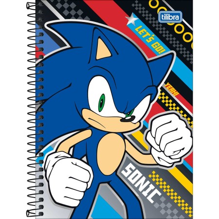 Foto ilustrativa Caderno Espiral Capa Dura 1/4 Sonic 80 Folhas
