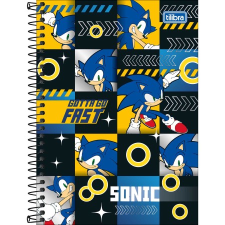 Foto ilustrativa Caderno Espiral Capa Dura 1/4 Sonic 80 Folhas