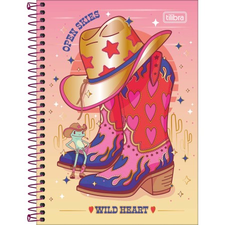 Foto ilustrativa Caderno Espiral Capa Dura 1/4 West Girl 80 Folhas